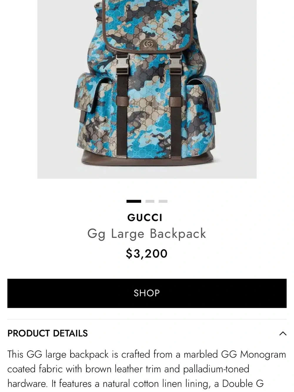 Gucci Blue and Brown Camo GG Canvas Backpack